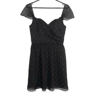 The Kooples Black and Red Sweetheart Neckline Mini Party Dress Size Small
